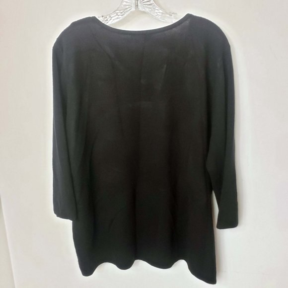 Designer Originals Women's Black Knit Scoop Neck Faux Diamond Top Sweater - Picture 6 of 11